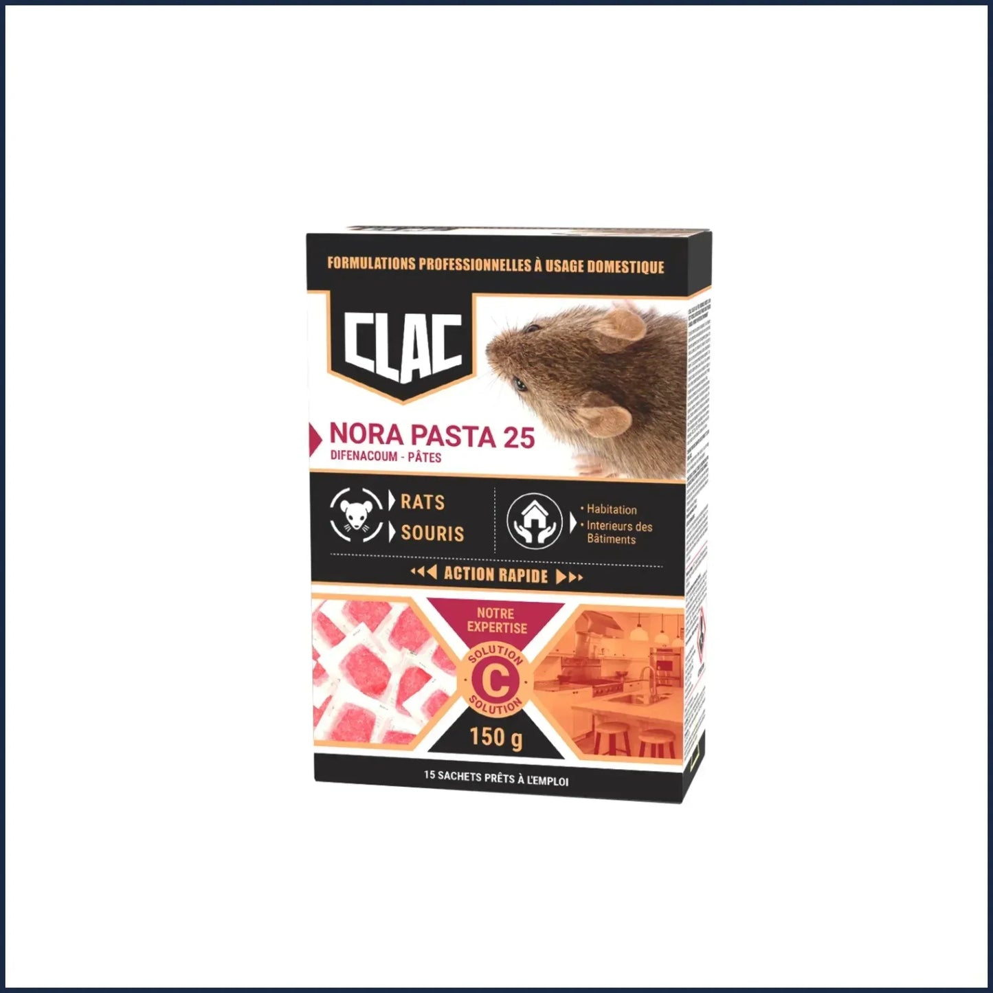 Pâtes appât raticide rongeurs Nora Pasta Difenacoum, raticide professionnel contre les rats et souris - Monsieur Madame Anti Nuisibles