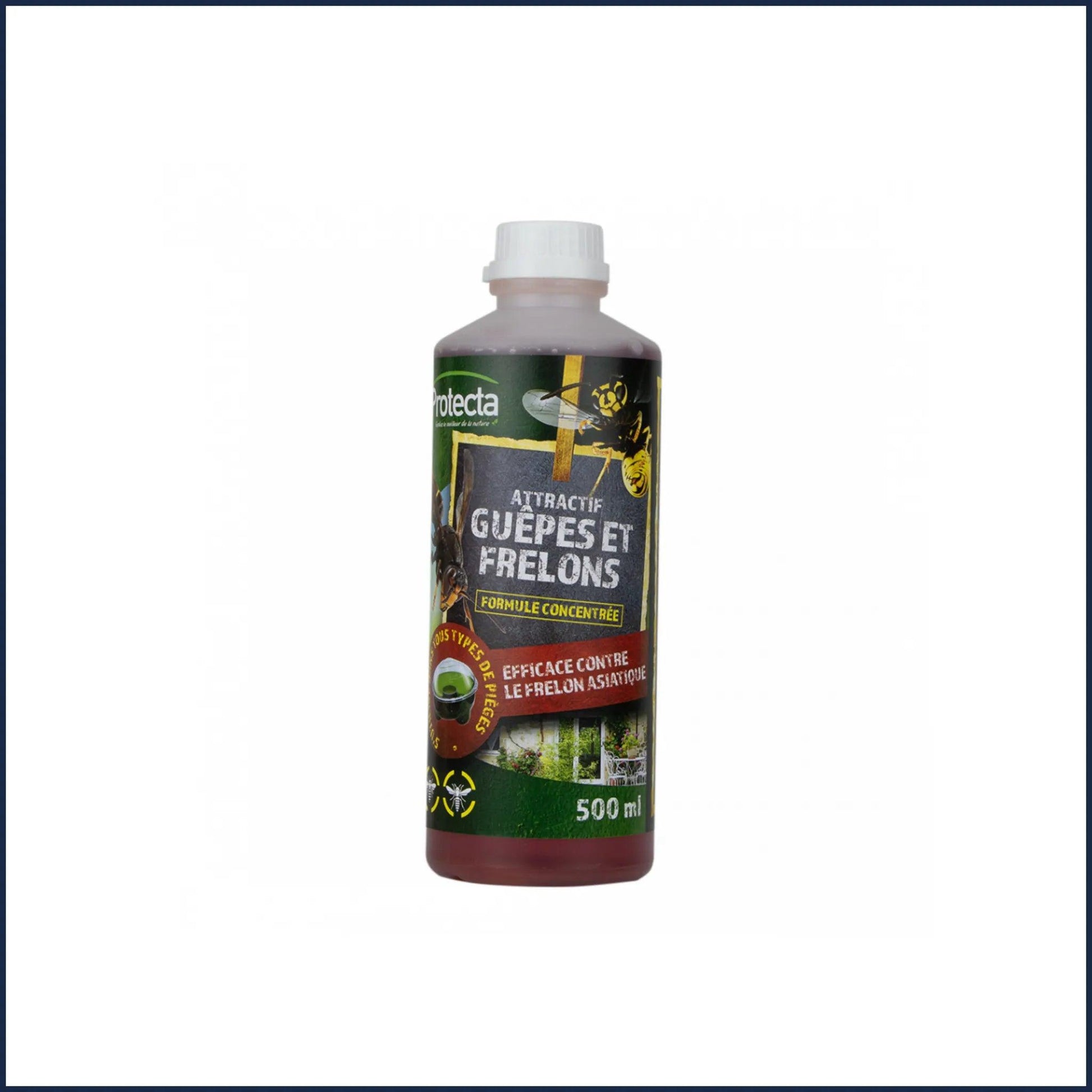 Liquide attractif appât pour piège guêpes et frelons 500 ml - Permet d'éliminer les mouches, moucherons, moustiques et autres insectes volants nuisibles - Monsieur Madame Anti Nuisibles