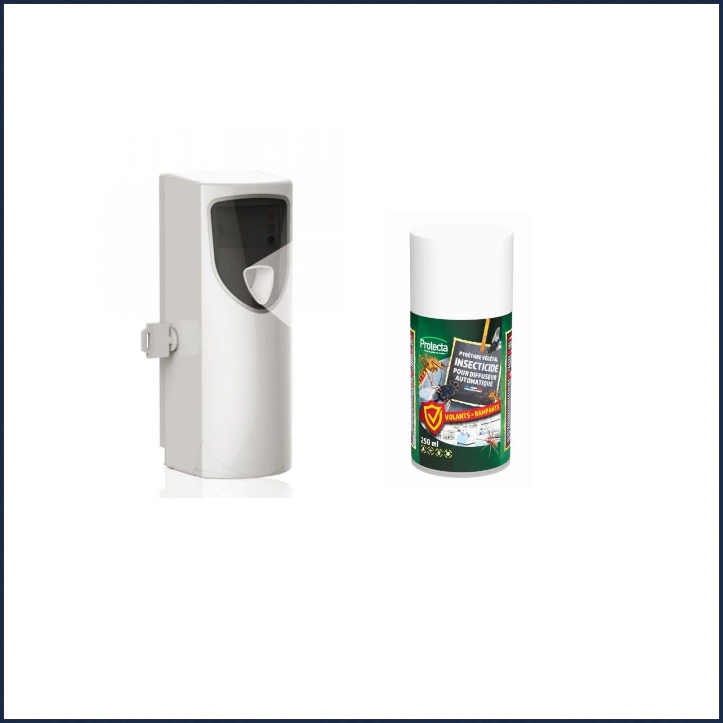 Diffuseur insecticide pyrèthre automatique pour insectes volants : mouches, moucherons, moustiques, psychodes... - Action 100% naturelle au pyrèthre végétal -  Effet insecticide immédiat.- Monsieur Madame Anti Nuisibles